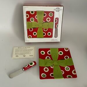 Fitz And Floyd Holiday Cheer Snack Plate & Spreader Macy’s Exclusive 🎁 🆕️